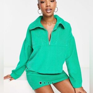 ASOS Green corduroy half zip top